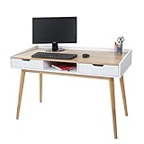 Mendler Schreibtisch HWC-A70, Computertisch Bürotisch, 120x55cm MDF Esche-Optik