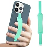 Naiadiy Silikon Handy Finger Strap Grip Holder Elastic Loop with Stand Holder, Ultra Thin Wrist Strap Lanyard for Most Smartphone Cases (Mint Green/8.2 Inch/210mm)