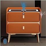 Suuim Intelligenter Nachttisch mit kabelloser Aufladung und Lautsprecher, LED-Nachttisch mit Fingerabdrucksperre, Nachttisch, Beistelltisch (Farbe: Orange, Größe: 40 cm) (Orange 50 cm)