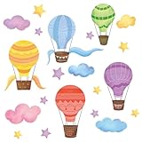 Wandaufkleber Cartoon Wolken Sterne Wandaufkleber Heißluftballon Wandaufkleber für Schlafzimmer Home Decor Wandaufkleb