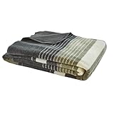 s.Oliver Decke 150x200 cm - Baumwollmischung weich, warm & waschbar, Kuscheldecke Streifen dunkelgrau grü