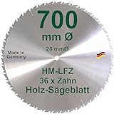 HM Sägeblatt 700 x 28 mm mit Reduzierring 30 auf 28 mm LFZ Flach-Zahn Hartmetall Widea für Brennholz Hartholz Kreissägeblatt für Wippsäge und Brennholzsäge 700