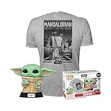 Funko Pop! & Tee: Ando - Grogu with Cookie (The Child, Baby Yoda) mit Cookie - Medium - Star Wars The Mandalorian - T-Shirt - Kleidung mit Vinyl-Sammelfigur - Geschenkidee Für Erwachsene M