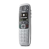 Gigaset E560HX - DECT-Mobilteil mit Ladeschale - Fritzbox-kompatibel - Schnurloses Senioren-Telefon für Router und DECT-Basis - Notruf mit 4 Nummern - Extralaut-Taste und große Tasten, silb