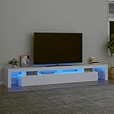 WKIEQACO Haus & Garten, Möbel-TV-Schrank mit LED-Lichtern, weiß, 260 x 36,5 x 40