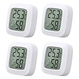 4 Stück Mini LCD Thermometer, Yomisee Thermometer Innen, Hygrometer Innen, Luftfeuchtigkeitsmesser Digital Thermometer Hygrometer für Babyzimmer Wohnzimmer Bü