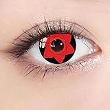 Dolovo Kontaktlinsen Naruto Farbig Ohne Stärke, Einteilige Rot Mangekyou Sharingan Kontaktlinsen Itachi für Cosplay Partei 12 Monatslinsen (SASUKE)
