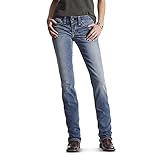 Ariat Women's R.E.A.L. Mid Rise Straightcut Jean, Rainstorm, 28 Long