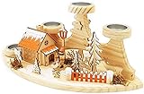 Wichtelstube-Kollektion Adventskranz Teelichthalter Einkehr Waldhütte mit Räucherhäuschen Räuchermännchen echte Holzk