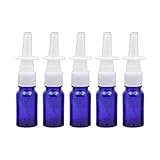 Leere Nasensprayflasche aus blauem Glas, 10 ml, mit feinem Sprühnebel, Zerstäuber, Behälter für Make-up, Wasser, Parfums, ätherische Öle, Kochsalzlösung