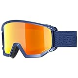 uvex athletic CV - Skibrille für Damen und Herren - konstraststeigernd - vergrößertes, beschlagfreies Sichtfeld - navy matt/orange-g