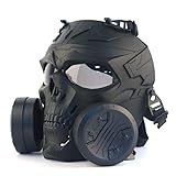 JOYASUS Paintball Maske, Taktische Vollgesicht Dummy Gasmaske, Schädel CS Maske mit doppeltem Turbo Fan für Cosplay, Halloween, Wargame, Mask