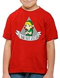 style3 I am not Zelda T-Shirt für Kinder link Hyrule Gamer, Farbe:Rot, Größe:164