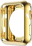 Leotop Kompatibel mit Apple Watch Hülle 45 mm 41 mm, weicher, flexibler TPU-beschichteter Schutz, Stoßfänger, glänzende Abdeckung, leicht, kompatibel mit iWatch Series 7 SE (45 mm, Gold)