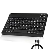 FOGARI Deutsche Bluetooth Tastatur - Ultra-dünn, USB-C Wiederaufladbar Tastatur für iPad Air/iPad Pro/Mini/iPad 10,9/10,2/9,7/iPhone/Samsung Galaxy Tab/Huawei/Xiaomi Pad/Lenovo/HD 10, Schw