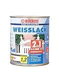 Handelskönig Weisslack 2in1 seidenmatt 750 ml Lack weiß Innen Außen ca. 30 m² Lackfarbe Grundanstrich Deckanstrich Blauer Engel Disp