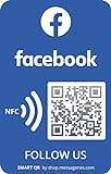 MESSAGENES | Facebook Aufkleber mit Smart QR - NFC | 1 Einheit Kartengröße | Schilder Bewertung NFC und QR Code | Vergrößern Sie Anhänger auf 1 Klick | QR Wiederverwendbar | Premium M