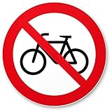 Komma Security Fahrräder durchgestrichen rotes Verbotsschild - Fahrrädder abstellen verboten - Räder verboten - R