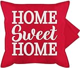 Kissenbezug - Statement - Home Sweet Home- weiß - 50 x 50 cm - Rot - Kissen zierkissen & -hüllen kissenüberzug zierkissenhülle Couch Sofa Statements bezug kissenbezüge - GURLI Kissenhü