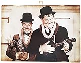 KUSTOM ART Bild im Vintage-Stil, Stan Laurel Oliver Hardy, Druck auf Holz 40 x 30