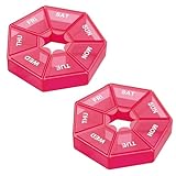 LDadgf 2 Stück 7-seitige Aufbewahrungsbox Wochenplaner Kleines Etui 7 Tage Erinnerung Vitaminhalter Box Sortierer Kunststoff enthalten Müsli Aufbewahrung (Red, One Size)