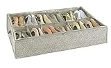 WENKO Unterbettkommode für Schuhe Balance - Schuhaufbewahrung in 12 Fächern, Schuhkasten mit Abdeckung, Polypropylen, 74 x 15 x 60 cm, Taup