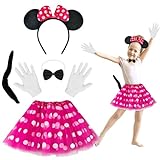Lovesmile Minnie Mouse Kostüm Kinder, Maus Kostüm Kinder, Mini Maus Kostüm Mädchen, Minnie Maus Kostüm Mädchen, Minnie Mouse Kostüm Geeignet für Karneval Rollenspiele Mottopartys Schulaufführung