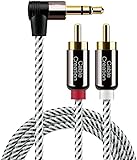CableCreation Cinch Kabel, Winkel 3,5mm-Klinke auf 2 x Cinch-Stecker, RCA auf Klinke Stereo-Y-Splitter-Kabel für Smartphones, MP3, Tablets, Stereoempfänger, Auto, Lautsprecher, HDTV usw. 10FT/ 3M