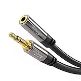 KabelDirekt – 3 m – Kopfhörer-Verlängerungskabel, 3,5-mm-Klinken-Verlängerung (Aux-Audiokabel, Klinkenstecker/Klinkenbuchse, nahezu unzerstörbares Metallgehäuse, ideal für Kopfhörer, schwarz)
