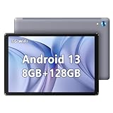 Lville Tablet 10 Zoll Android 13 Tablet, 8GB RAM 128GB ROM 1TB TF, Octa-Core 1280x800 HD+IPS,2.4G+5G WiFi/Bluetooth 5.0, 5000mAh, 5MP+8MP (Grau, 10.1 inch)