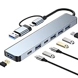 USB C Hub 3.0, CRTEPST 7 in 2 Multiport Typ C Hub Adapter mit 1 USB 3.0/100W PD Ladehub und 4 2.0 USB Kompatibel mit MacBook Air/Pro, iPad Pro, Window