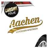 Kiwistar - Autoaufkleber - Aachen Nordrhein-Westfalen - Goldchrom - 50x19cm - Aufkleber für Auto, Laptop, Fahrrad, LKW, Motorrad mehrfarbig JDM Decal Racing