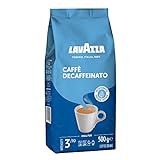 Lavazza, Caffè Decaffeinato, Entkoffeinierte Arabica und Robusta Kaffeebohnen, Kaffee mit Mandel- und Honigaroma, Intensität 3/10, Mittlere Röstung, 500 g (1er Pack)