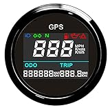 Geloo GPS Geschwindigkeitsmesser, 52 mm Digital Tachometer Kilometerzähler Wasserdicht Einstellbar Tachometer für Auto, Boot, Motorrad, LKW(Schwarz)