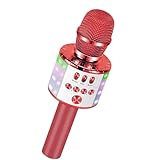 Kussla Karaoke Mikrofon Kinder, Bluetooth Mikrofon Kabellos Geschenke Spielzeug für Teenager Mädchen Jungen, Karaoke Maschine Microphone Lautsprecher für Home Party KTV Kompatible App Android IOS