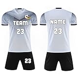 Personalisierte Fußballtrikots - Benutzerdefiniert Fussball Trikot mit Namen Nummer Team Logo - Personalisierte Fußball T-Shirt Shorts 2 Teiliges S