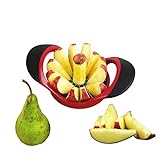 MASCHOTA® Apfelschneider Apfelentkerner mit 12 Klingen Apfelausstecher Apfelteiler Obstschneider Apfelstecher Apfelkernausstecher Ideal für Äpfel und Birnen in Rot Schw