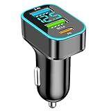 3-Port USB Auto C Ladegerät, 66W Zigarettenanzünder Schnellladegerät Adapter, QC3.0+PD+2.4A USB mit LED Voltmeter mit iOS, Android, Samsung, Tablet und Allen Smartp