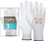ACE Spark Pro Antistatik-Handschuh - 3 Paar Schutz-Handschuhe für PC & Elektronik - EN 388/16350-08/M (3er Pack)