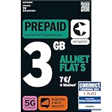 congstar Prepaid Basic S SIM-Karte ohne Vertrag I 3GB Prepaid-Paket in D-Netz Qualität für Einsteiger I 5G mit 25 Mbit/s I Telefon und SMS-Flat in alle dt. Netze I EU-Roaming ink