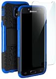 moex Handyhülle für Samsung Galaxy J5 (2017) Hülle Stoßfest, Robuste Schutzhülle mit Panzer Schutzfolie, Rugged Outdoor Hardcase Panzerhülle, 360 Grad Rundumschutz - Blau Schw
