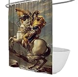 WEECHAINGE Jacques-Louis David Stil Duschvorhang Napoleon auf dem Pferderücken Klassische Kunstmalerei Duschvorhänge für schicke Badezimmerdekoration B200xL200