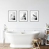 Tier Schwarz Weiß Kunstdrucke Elefant Pinguine Giraffe Badewanne Leinwand Poster 3 Stück Nordic Wandbilder Badezimmer Toilette Dekor 12'X16' Kein R