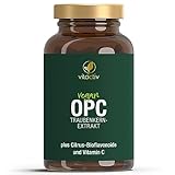 VITACTIV OPC Traubenkernextrakt Kapseln - 350 mg echtes OPC pro Tagesdosis (1 Kapsel), Hochdosiert - Mit Citrus Bioflavonoid Komplex und Vitamin C - 180 Stück