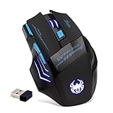 zelotes Kabellose Maus für Laptop, 2400 DPI Computer-Maus, 7 Tasten USB ergonomische Maus, kabellose Gaming-Maus für PC, M