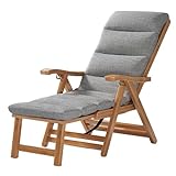 XCRFKGW Liegestuhl aus Holz 5-Fach verstellbar Sonnenliege Gartenliege, Bambus Deckchair Relaxsessel klappbar mit Fußstütze für Garten Terasse und Balkon,