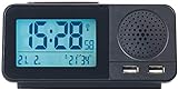 auvisio Radio Funkwecker: Funk-Radiowecker mit 2 Weckzeiten, Hygro- & Thermometer, 2X USB, 2 A (Funk Radiowecker mit Netzteil, Radiowecker Batterie, Uhrenradio mit Funkuhr)