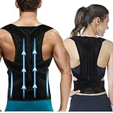 BTkviseQat Rücken Geradehalter,Haltungskorrektur Rücken Damen und Herren,Rückenstützgürtel,Verstellbare Rückentrainer für Lordosenstütze,Schw