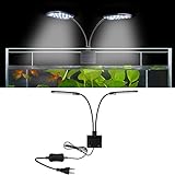 SENZEAL X7 LED Aquarium Beleuchtung Zwillinge Aquarium Lampe Zwei Köpfe LED Licht 220V 15W 1600LM für 8 bis 15 Zoll Fisch Tank Weißes L