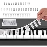 Cobee Klavier Keyboard Aufkleber, 88/61 Tasten Klaviertastatur Notenführer aus Silikon In Voller Größe für Anfänger Abnehmbare Wiederverwendbare Klaviernotenetiketten mit Box